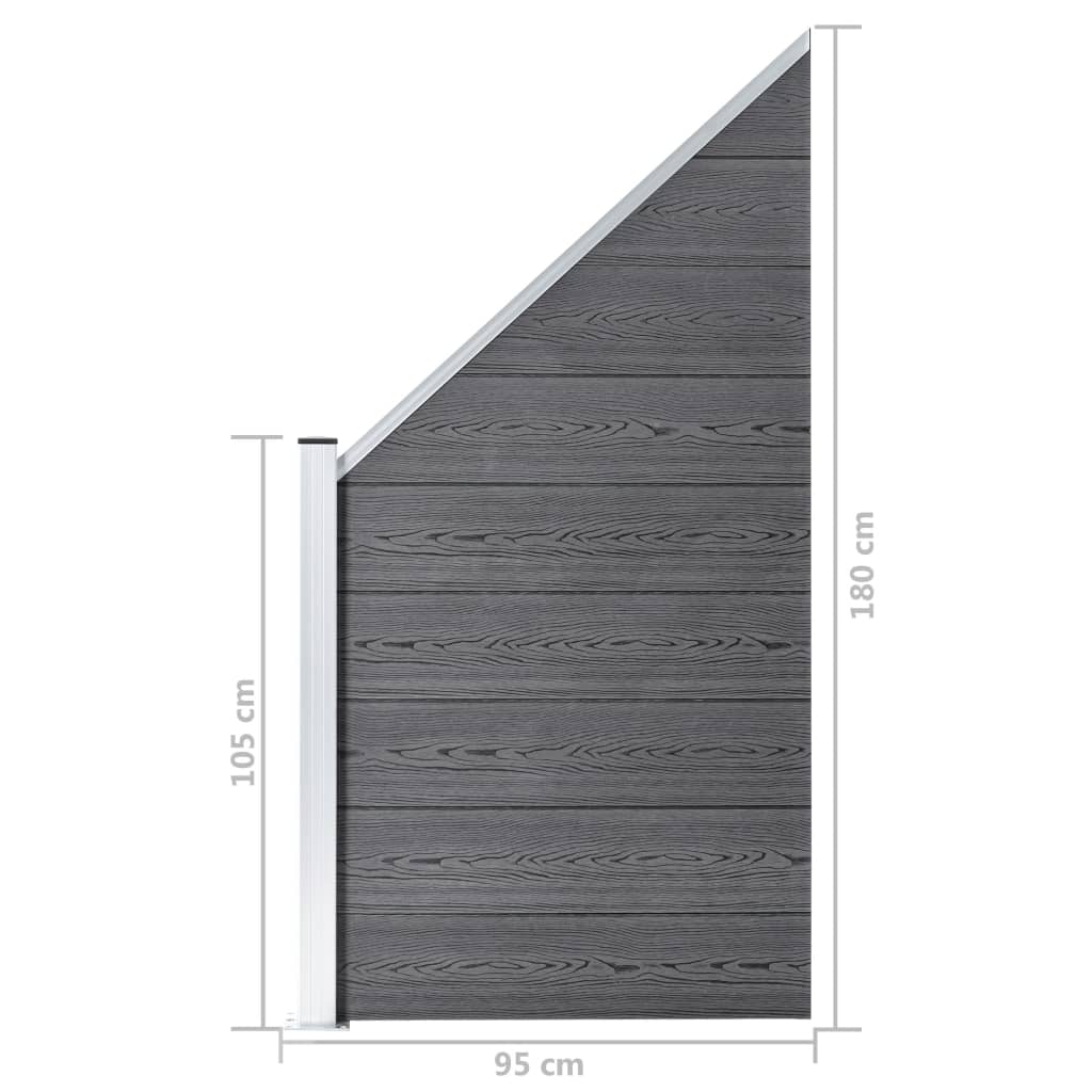 WPC Fence Set 4 Square Panels + 1 Diagonal Panel 792 X 186 Cm Grey