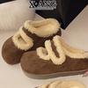 Cowhide thick-soled women's outer wear bag head cotton slippers autumn and winter new velvet warm lamb wool shoes