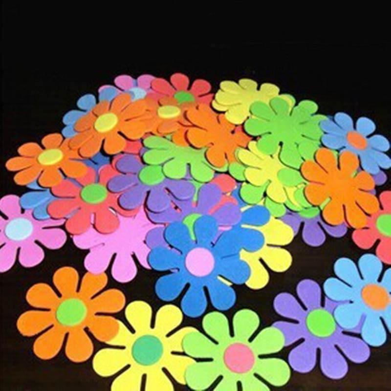 50 Pcs Mixed Foam Stickers Glitter Flower Shape Embellishment For Kids Craft