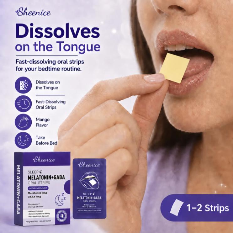 Sleep Quick Melt Strips| Dissolvable SleepSupport Supplement I Melatonin 3mg +GABA 7mg I Vegan, Sugar-Free, Mango Flavor30 Strips
