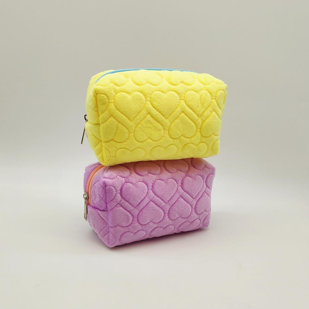 Heart Shape Plush Makeup Bag With Large Capacity For Students And Travel Storage