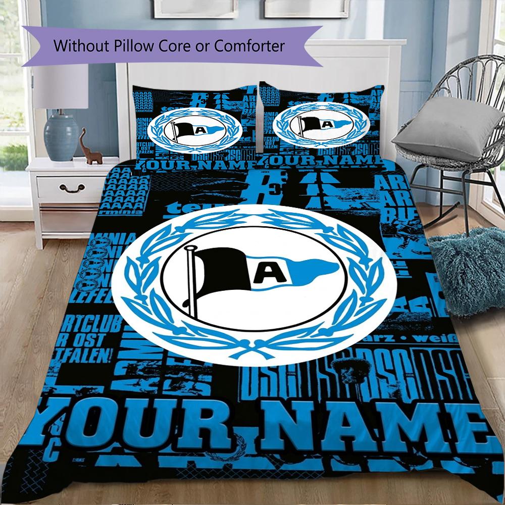 Custom Name Arminia Bielefeld Pattern Bedding uilt Set uilt Cover Pillowcase Home Decoration Birthday Gift (1*duvet cover+2*pillowcase without core)