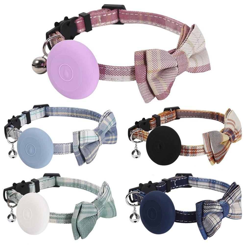 Adjustable Locator Holder Collar Bow Tie Cat Collar Bow Tie Pet Collar With Bell for Airtag Pet Cat
