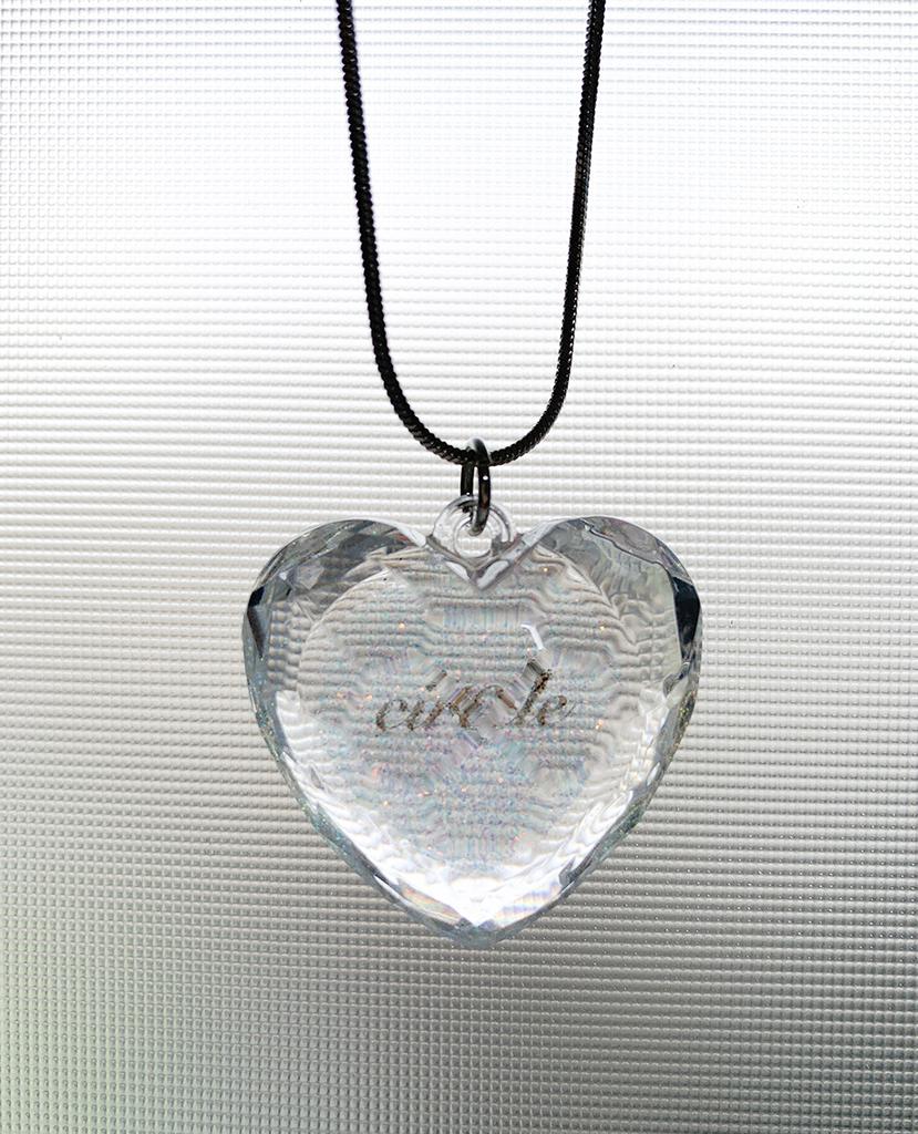Circle Plastic Love Heart Necklace (Clear)