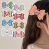 Girl Hairpin Three-Dimensional Bow Shape Rainbow Gradient Color Glitter Hair Clip Side Bangs Party Hair Accessory