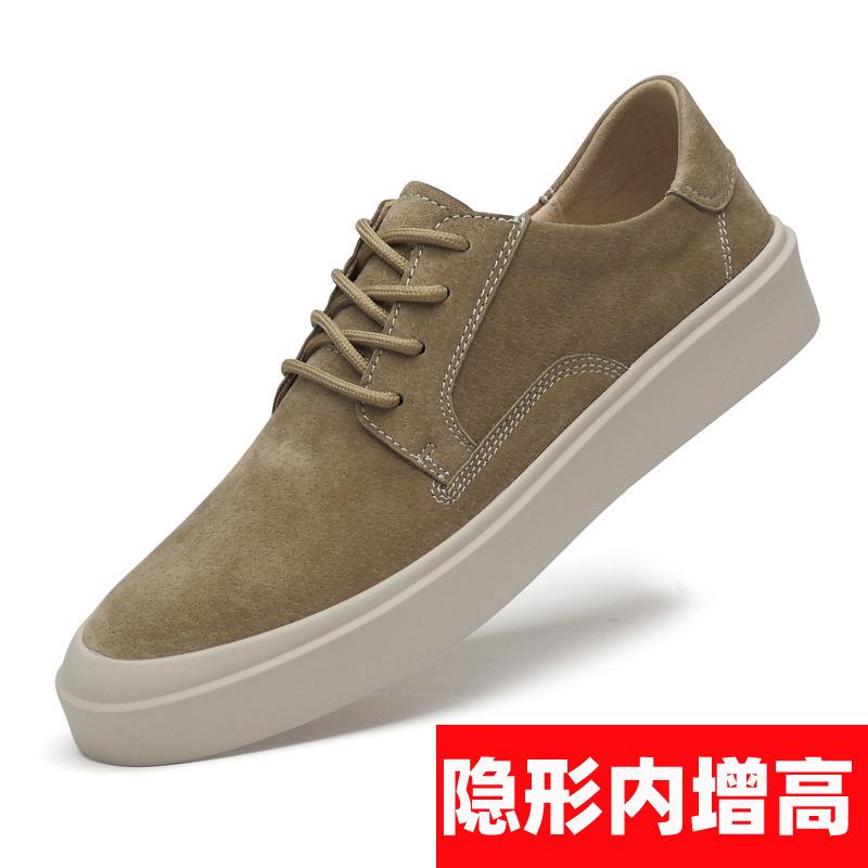 

Men s shoes 2025 new men s versatile board shoes leather retro casual shoes tooling leather shoes men s invisible inner height increase 44