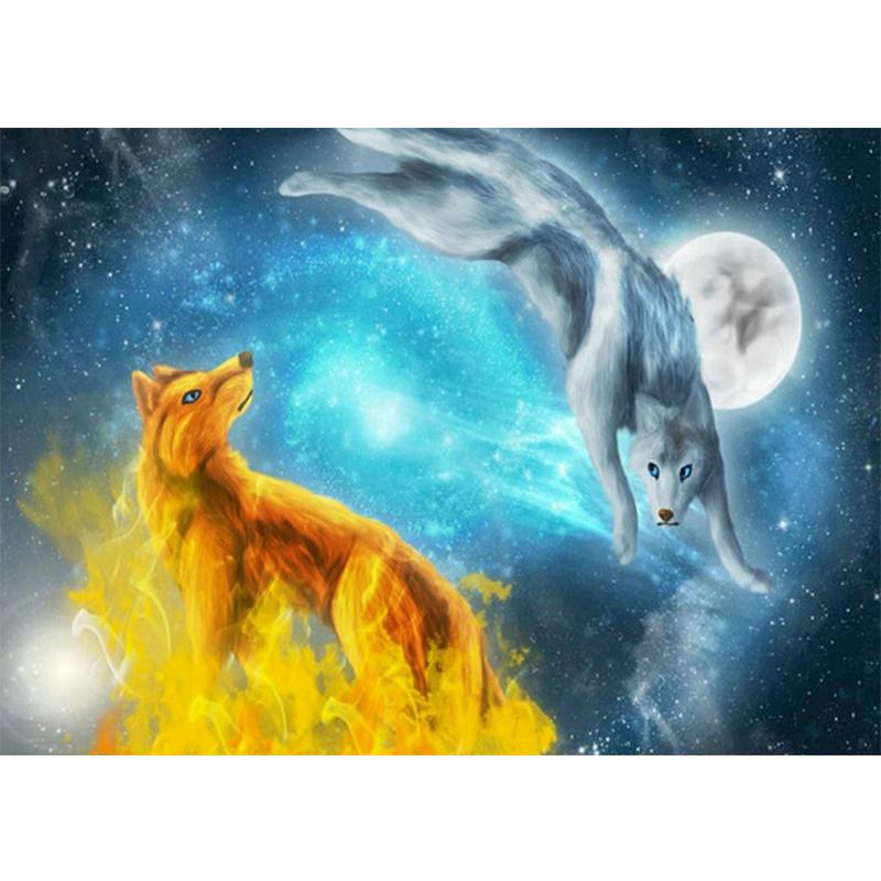 5D-Diamantmalerei, Wolf, rund, Kreuzstich, Diamantstickerei, Tiere, Perlenbild, Kits, Kunsthandwerk, Heimdekoration