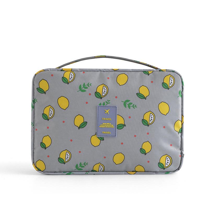 

Travel Hanging Toiletry Bag With Oxford Fabric Large Capacity For Luggage Storage Gray Lemon,S
