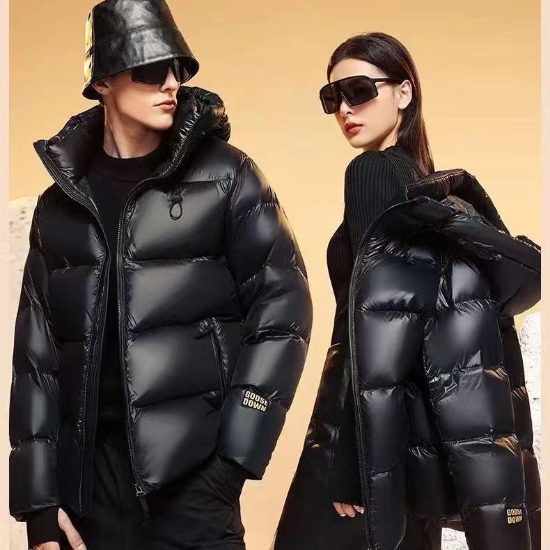 

New Short Autumn and Winter Black and Gold Down Cotton-padded Clothes for Men and Women Loose and Thickened Couple Cotton-padded Jackets M [suggestion [80-120]