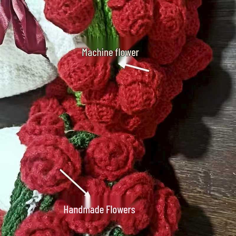 Handmade Rose and Lily Crochet Flower Blanket - Acrylic Yarn
