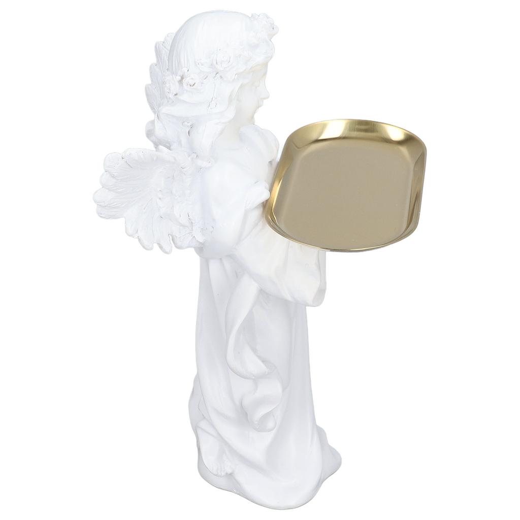 Engelfigur Synthetisches Harz Dekorative Schmuckaufbewahrung Engels-Skulptur mit Legierungsablage für