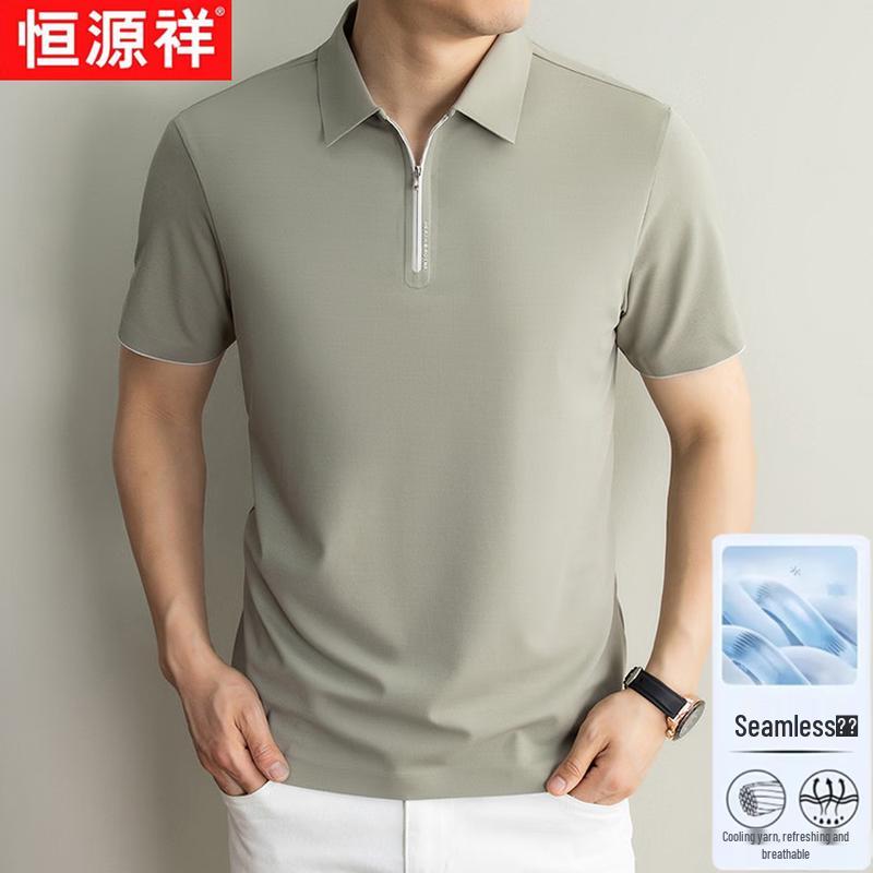 Hengyuanxiang Men s Old Money Style Mulberry Silk Blend Polo Shirt M