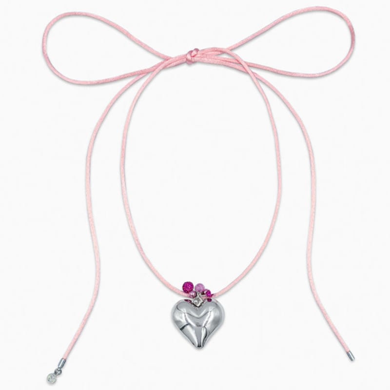 Trimarch Tri Satin Ribbon Luv Necklace Pink