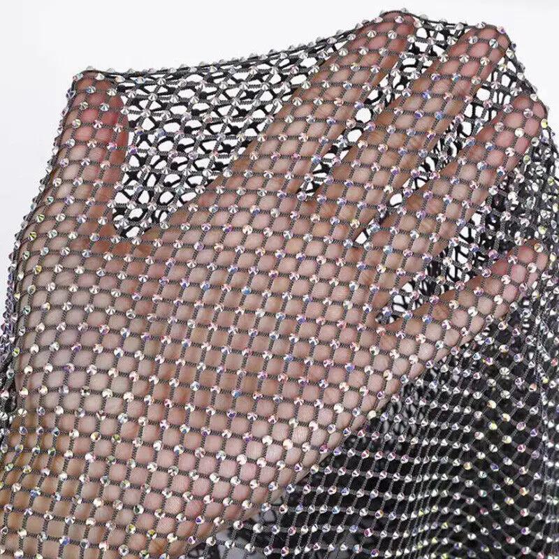 50x120cm Glitter Rhinestone Mesh Fabric Stretch Net Cloth Trim Sew Dress Costume DIY Sewing Craft Dress Supplies New