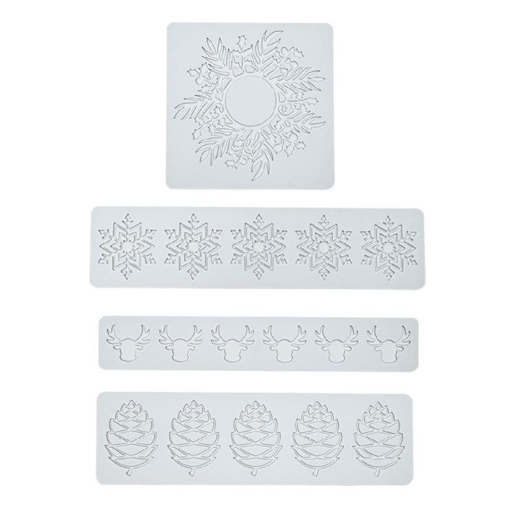 Elegant Lace Pattern Molds Christmas Theme Cake Border Decorations Kitchen Bakings Tool Fondants Moulds Silicone Texture