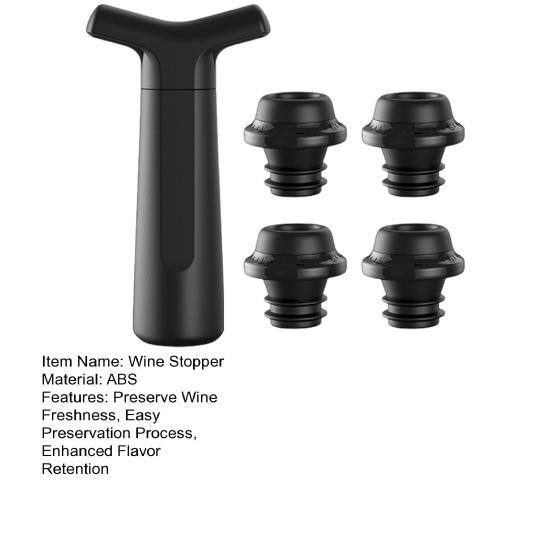 Vacuum Wine Saver Pump with 4 Stoppers Reusable Bottle Sealer Wine Preserver System