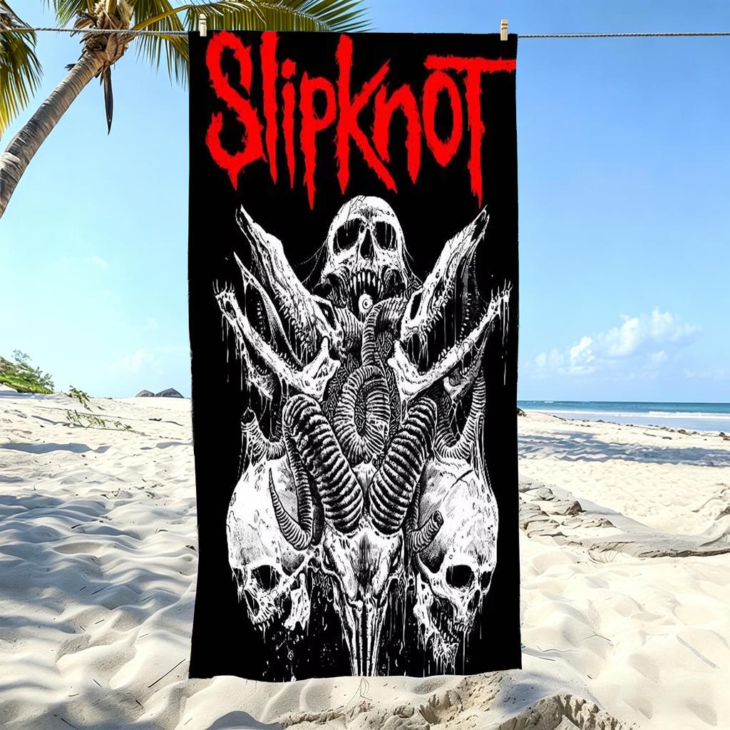 S-Slipknot Goat Skull Beach Towel Microfiber Soft Quick Dry Heavy Metal Skull Print Bath Towel For Rock Fans Swimming Outdoor