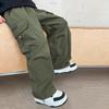 Мальчики Брюки карго Детские Весенние Повседневные Брюки Детские Осенние Прямые Свободные Брюки Подростковые Однотонные Широкие Брюки Одежда