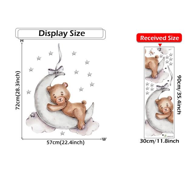 Cute Cartoon Bear Bunny Star Moon Wall Stickers for Kids Rooms Baby Room Wall Decor Wallpaper Girls Boys Bedroom Nursery Sticker