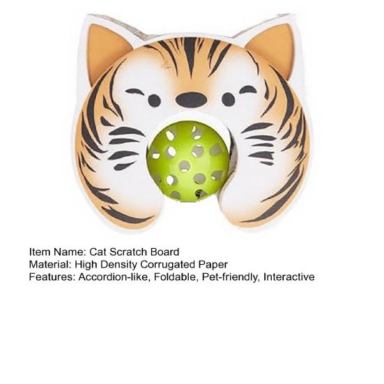 Cat Scratcher Accordion Toy Changeable Interactive Cat Scratching Board with Bell Ball Foldable Corrugated Paper Scratch Toy
