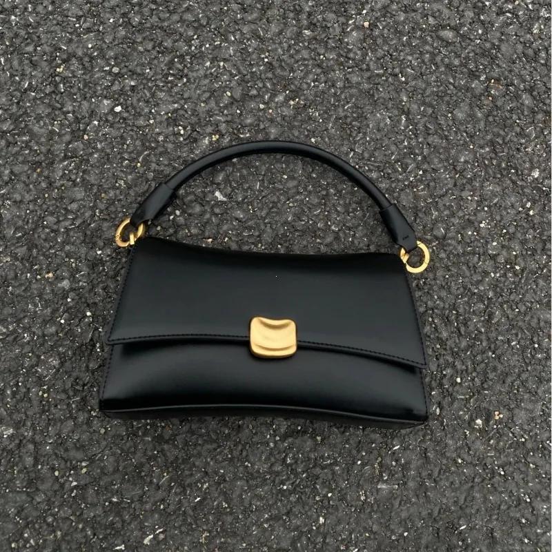 

Y2K Women s Shoulder Bag Black Flap Lock PU Leather Top-Handle Messenger Bag High-end Feel Niche Handbag Trendy Square Bag
