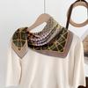Vintage Geometric Herringbone Silk Cotton Small Square Scarf Women's Autumn Fashion Decoration Suit Scarf Headband Bag Silk Scarf