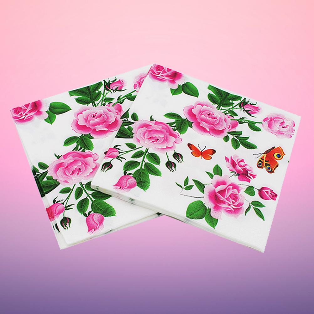 color printing paper napkins rose festiveparty tissue floral decoration 20pcs LL