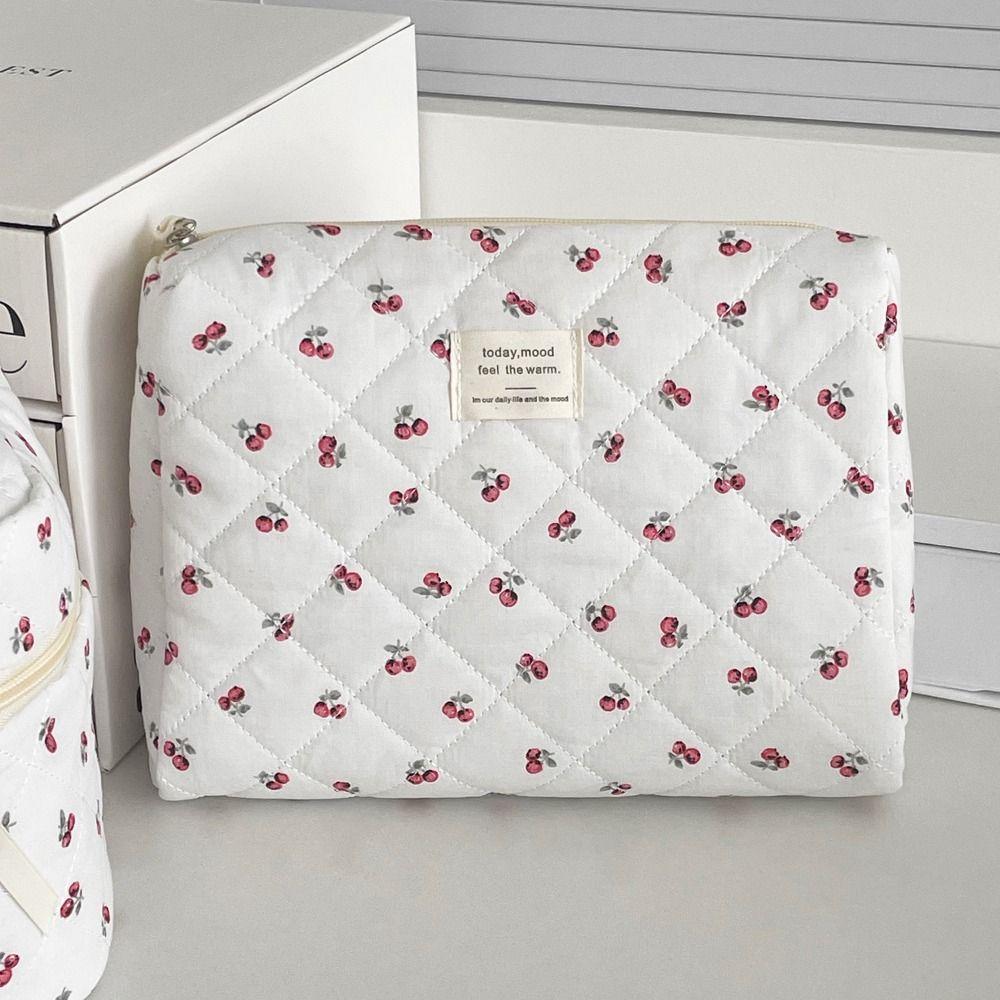 Floral Toiletry Cosmetic Pouch Flower Printed Makeup Lipstick Case Stationery Storage Bag  Casual