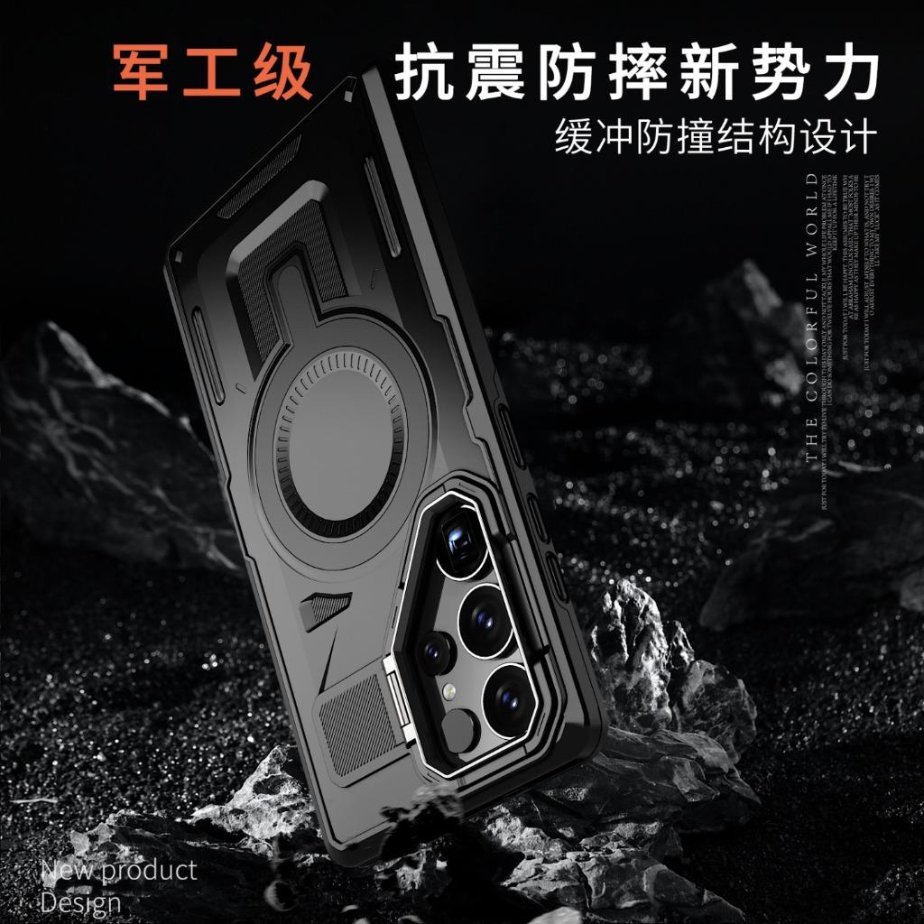 For MagSafe Magnetic Phone Case with Camera Frame Stand For Samsung Galaxy S26 Plus S25 S24 S23 FE S22 Ultra A56 A36 A26 A16 A06