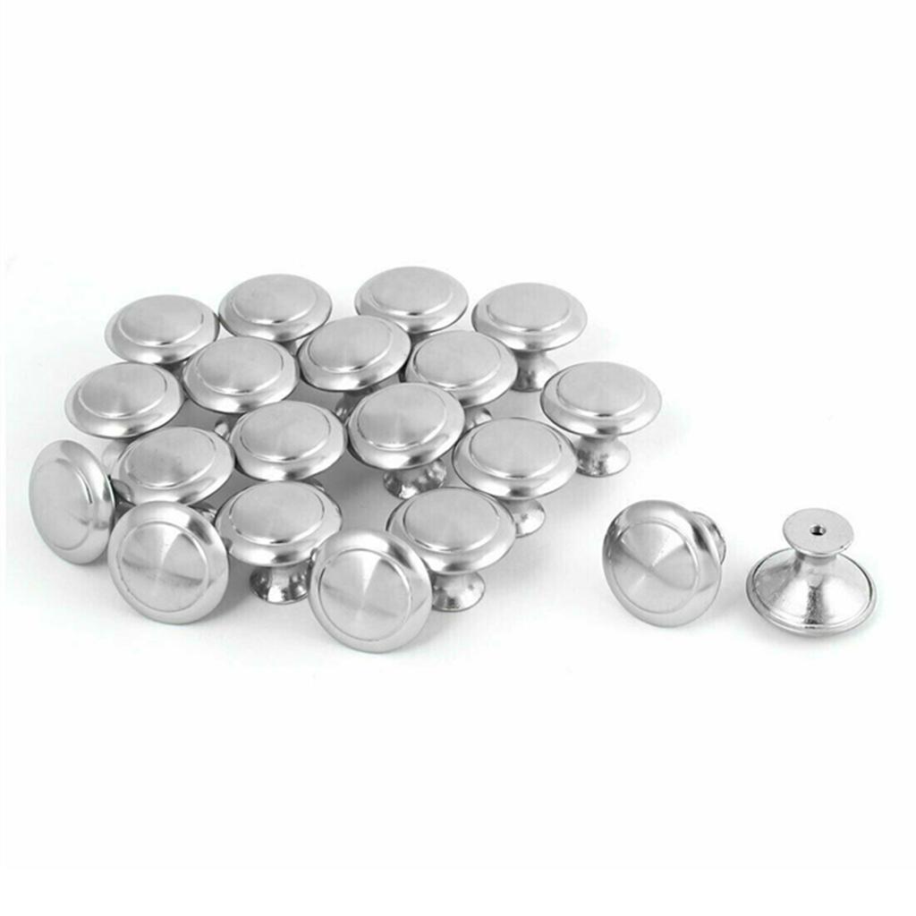 40Pcs Stainless Steel Knobs Single Hole Silver Round with Fitting Screws Pulling Handle for Furniture Door Cabinet