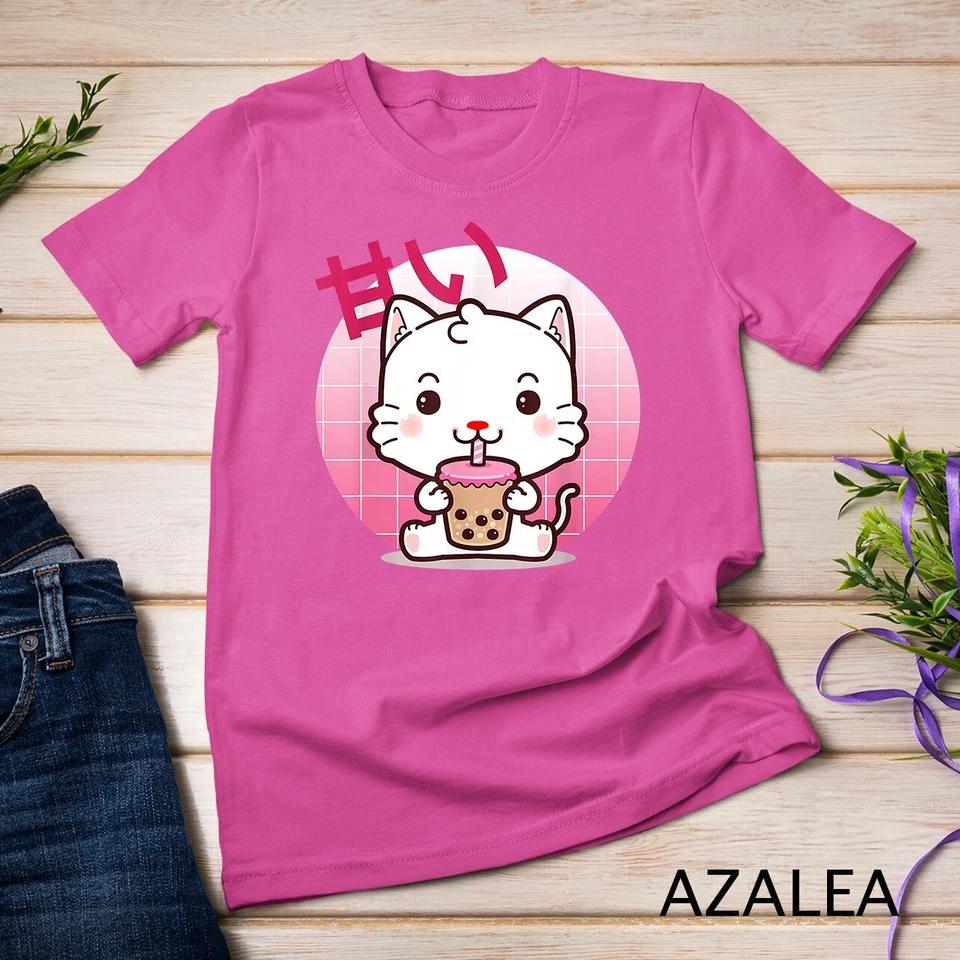 Cat Boba Tea Bubble Tea Anime Kawaii Neko Gifts Girls Teens Unisex T-shirt 6 S