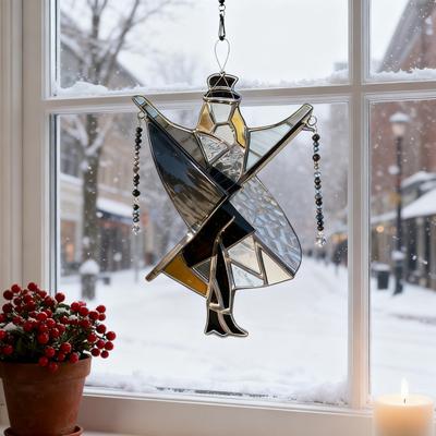 2/4 Stück Acryl Tanzender König Hängedekoration Handgefertigt Buntglas Tänzerin Ornament Spinner Sonnenfänger Außen Garten Hof Fensterdeko