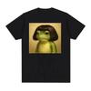 Funny Frog Face with Bob Haircut Meme T Shirt Unisex Women Fashion Humor Short Sleeve Tshirts Vintage Casual Tshirt