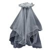 White Pearl Double Layer Veil Hair Comb - Bridal Party Flower Headdress