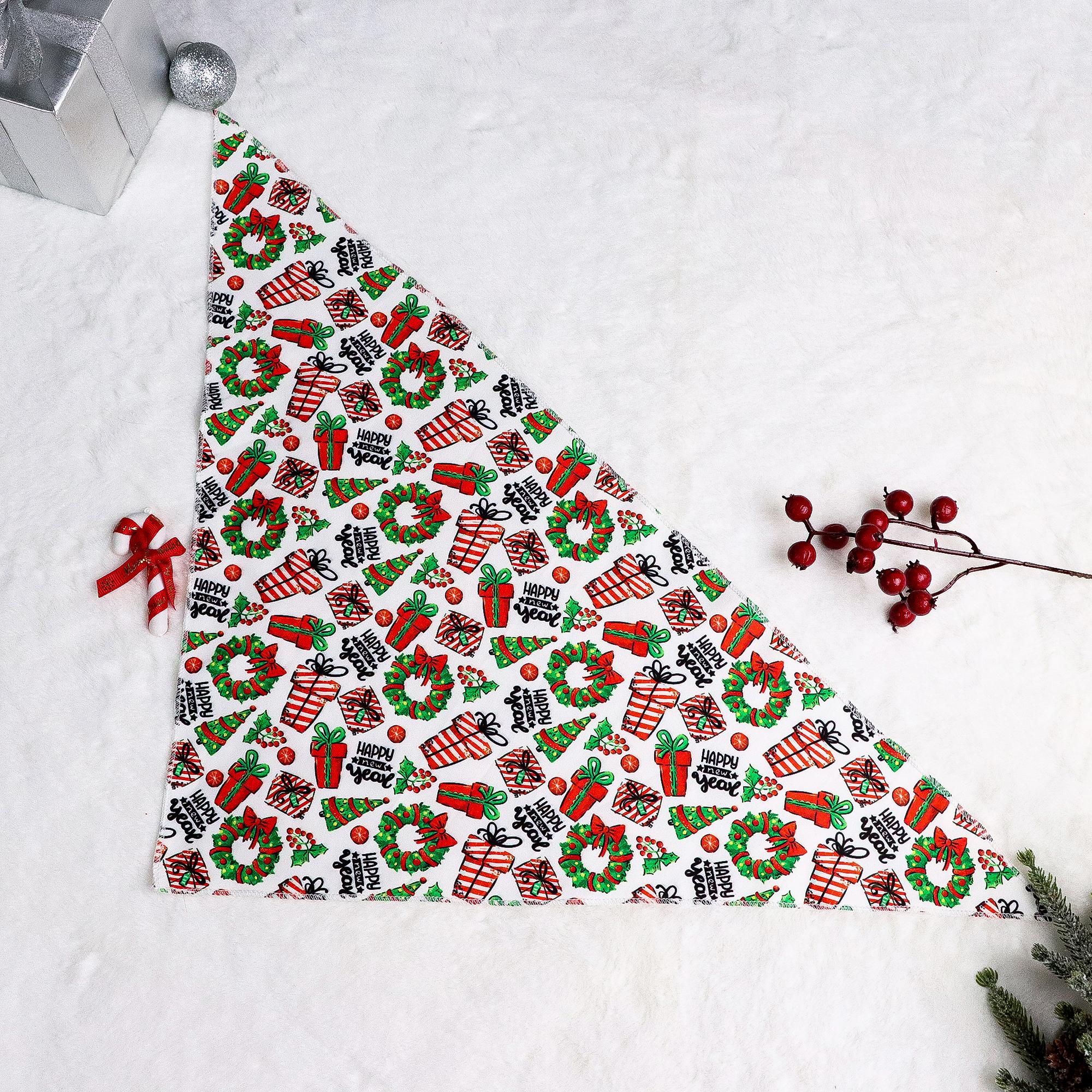 

Dog Bandana Christmas Small Christmas Tree Printed Pet Bandana Scarf Triangle Kerchief with Gift Box Pattern Pet Accessories Dec M разноцветный