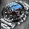 Men's Watch Black Warrior Authentic Trendy Stainless Steel Waterproof Luminous Calendar Male Fashion Quartz Clock Watches Gift