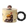 Retro Girl Ceramic Mug with Lid High looking Couple Water Cup Couple Home Breakfast Coffee Cup Boy