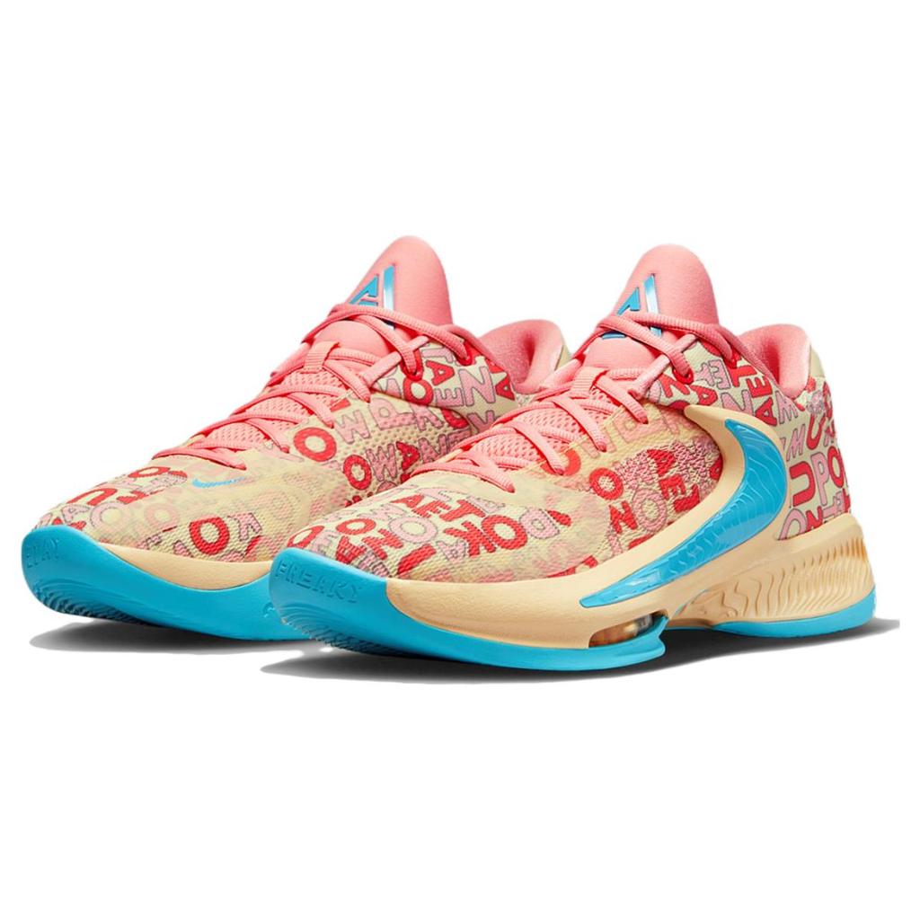 Nike Zoom Freak 4 EP 'Letter Bros - Coral' (Unisex) Light Cloud Nylon / Lightning Blue / Coral Pink Basketball Shoes FB9504 200