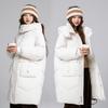 2025 winter new mid-length down padded jacket large size loose Korean over-the-knee padded jacket women's detachable hat