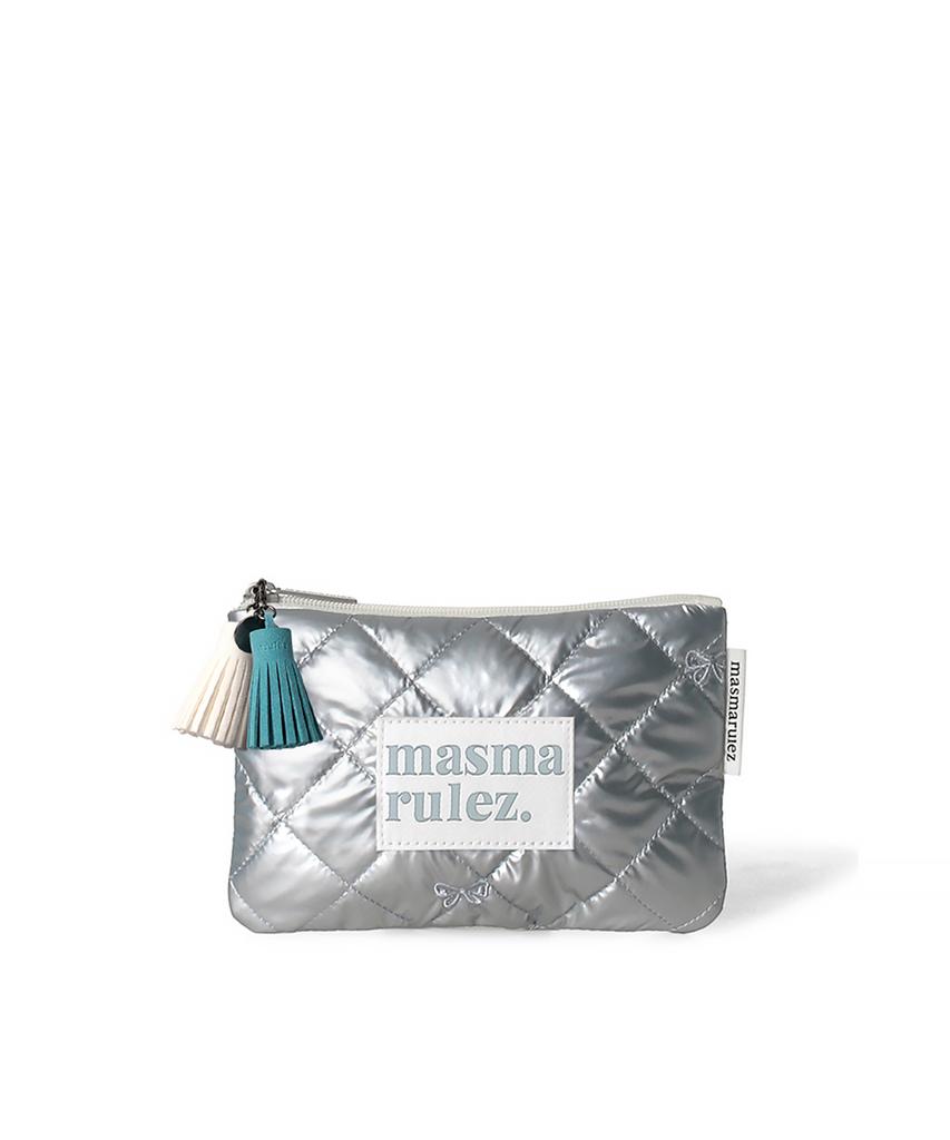 Masmarulez Basic Pouch_Stitched Ribbon Quilt Silver