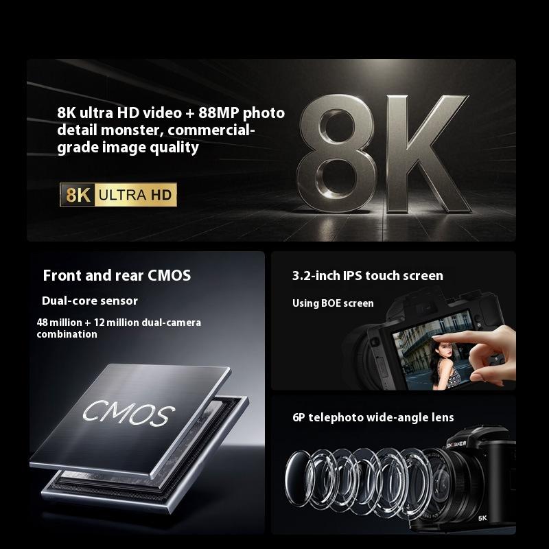 8K Digital High Definition Camera Entry Level 48 Million Sensor Student Party Selfie Camera