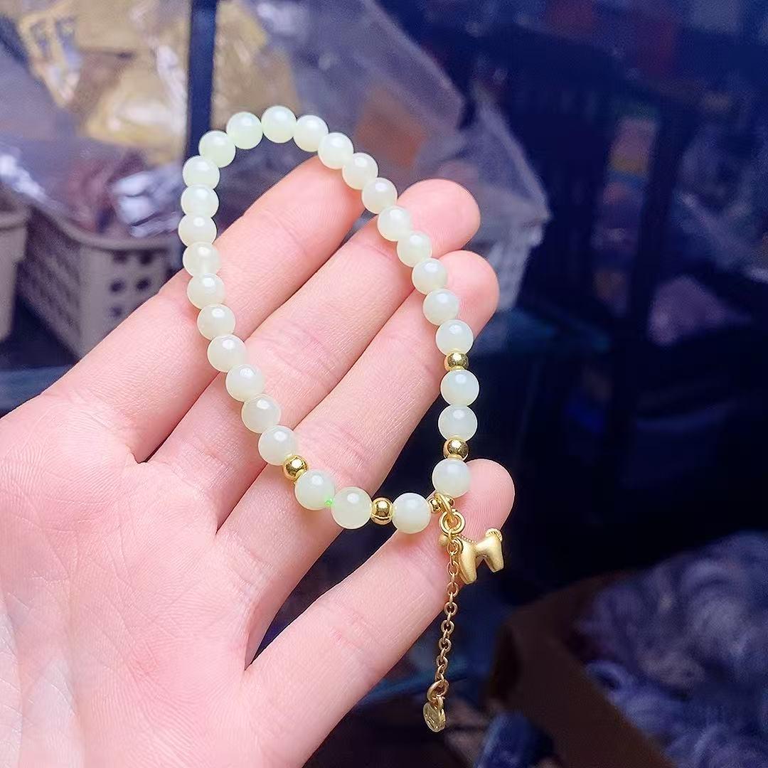Hetian Jade Little Horse Women s Fashion Bracelet - Exquisite and Versatile Accessory.