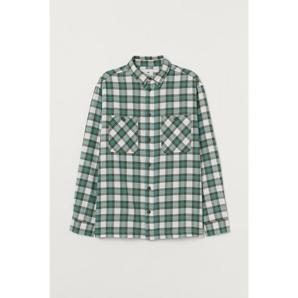 

Рубашка HM свободного кроя хаки, зелено-белая клетка 0973141001