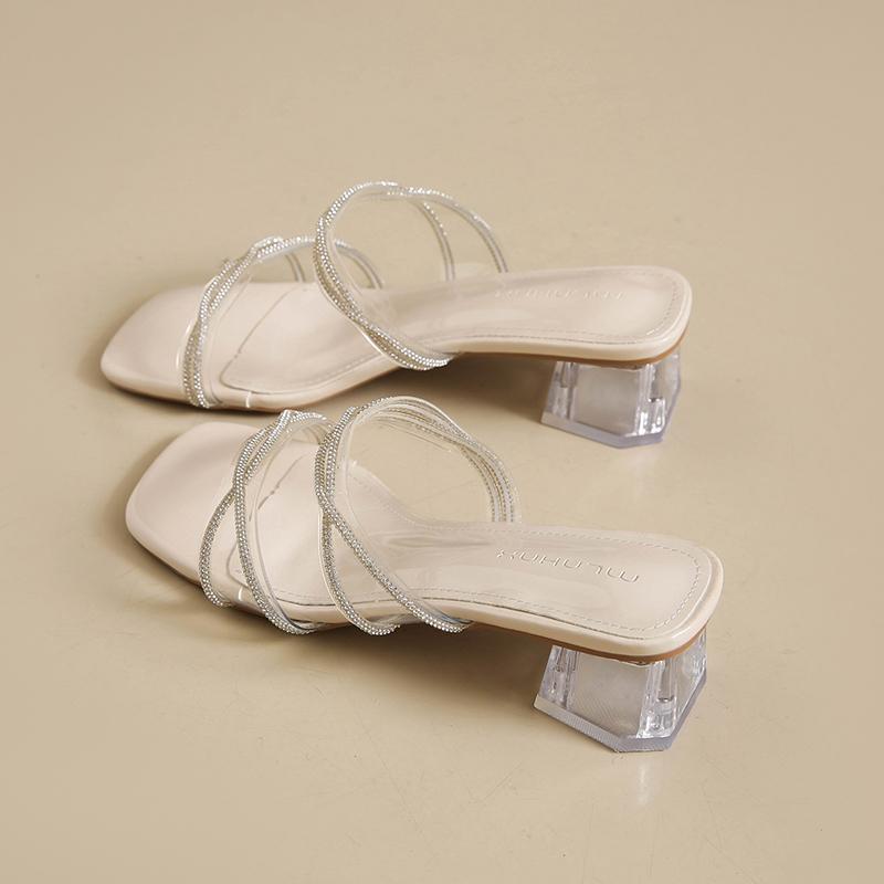 

Модные женские босоножки CRLAYDK с открытым носком, ремешками, прозрачным массивным каблуком, слипоны, нарядные повседневные для вечеринок, летние для ходьбы и путешествий 40