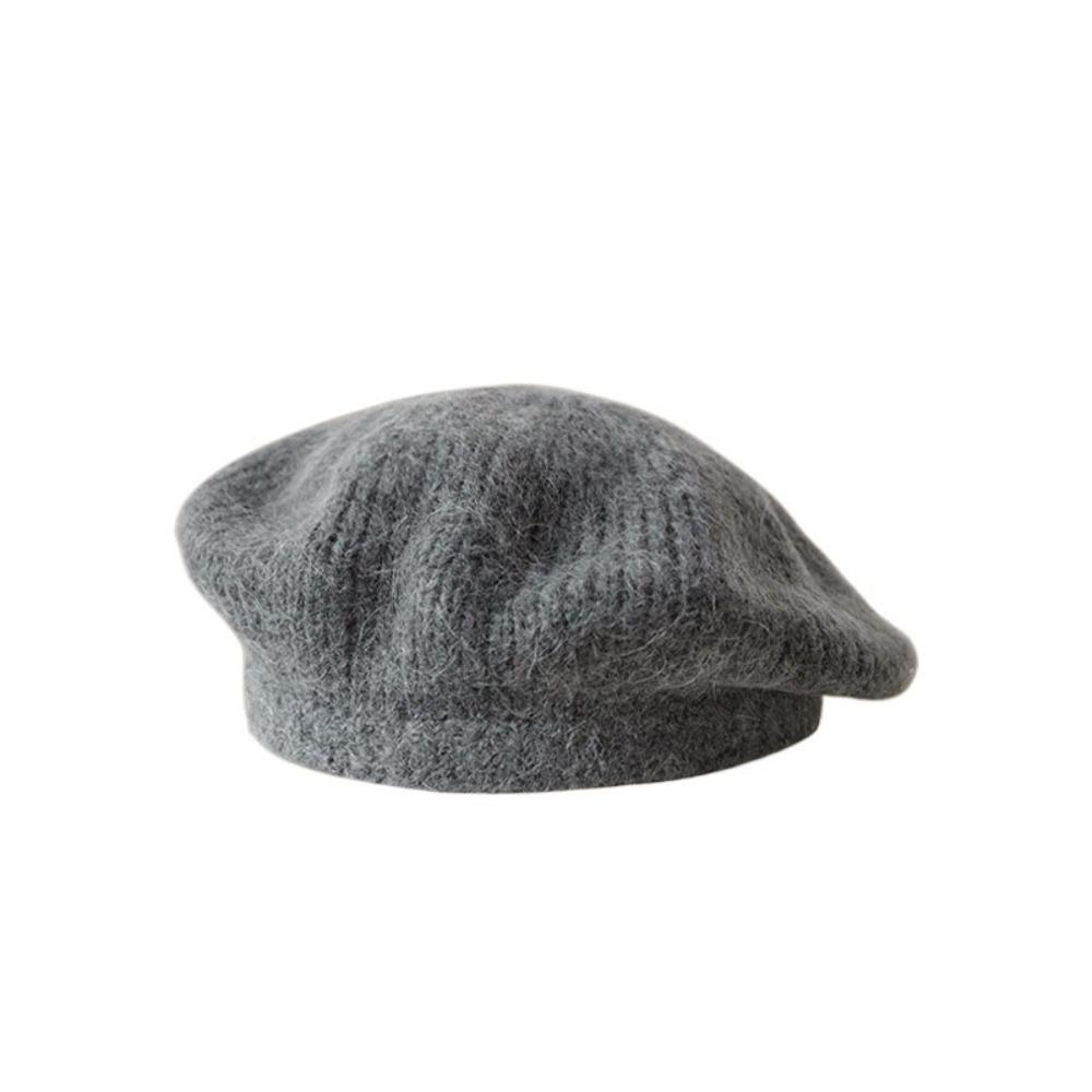 Solid Color Knitted Beret Hat Mohair Knitted Octagonal Cap Newsboy Cap Wool Painter Hat  Streetwear