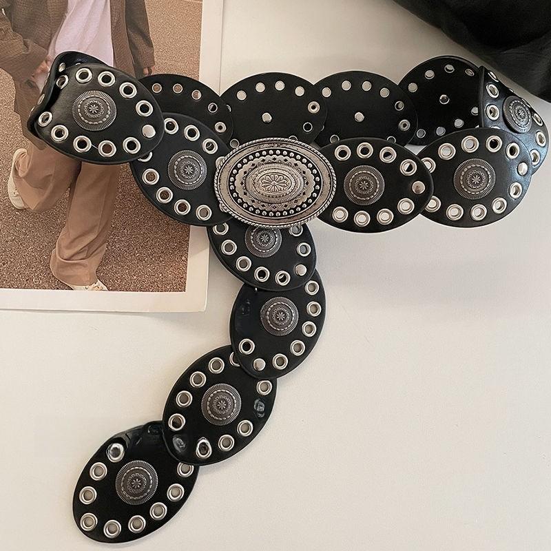 Curea de piele vintage western pentru cowgirl cu cataramă metalică pentru rochii boho