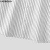 INCERUN Men Short Sleeve Henley Shirt Striped Loose Casual Tops