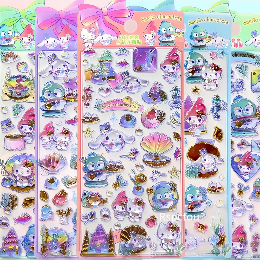 Cute Sanrio Series 3D Relief Stickers Aesthetic Decoration Decals Kawaii Cinnamoroll My Melody Kuromi Cartoon Bubble Sticker Toy