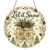 2D Flat, 1pc Winter Snowflake and Pine Tree Aluminum Wall Decor - Let It Snow Sign, Soft Green, Beige, Brown & Other Colors - Pre-Drilled Holes