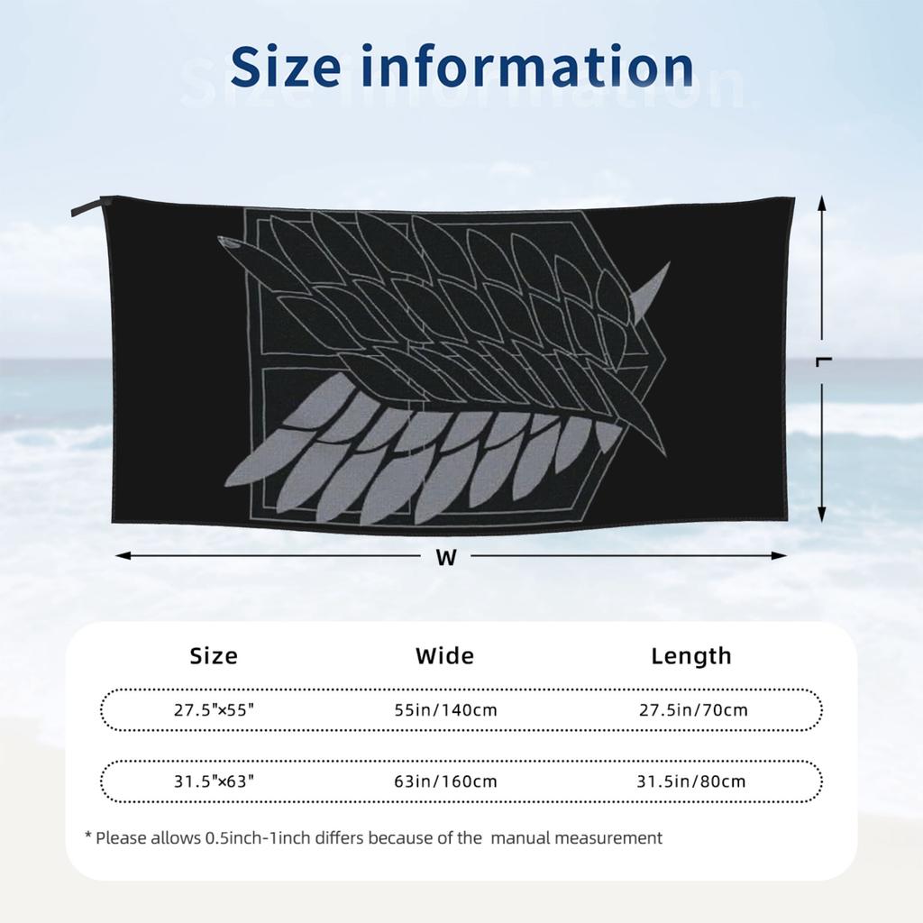 Attack on Titan Beach Towel Soft Microfiber Quick Dry Absorbent Quick Towels For Yoga
